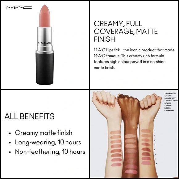 MAC VELVET TEDDY FULL SIZE LIPSTICK (DEEP TONE BEIGE) Brand New in Box - Picture 2 of 12